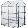 Serre de jardin 4 étagères 143 x 143 x H195cm Bache serre PVC Cadre Acier Legumes plantes Fleurs
