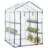 Serre de jardin 4 étagères 143 x 143 x H195cm Bache serre PVC Cadre Acier Legumes plantes Fleurs