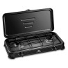 Réchaud gaz portable 2 feux 2600W Noir Couvercle Plaque de cuisson KEMPER