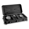 Réchaud gaz portable 3 feux 3450W Noir Couvercle Plaque de cuisson KEMPER
