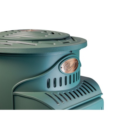 Poele à gaz 3,4 KW Vert Fonte véritable Effet poêle à bois + Tuyau gaz + détendeur butane Provence UNIVERSAL