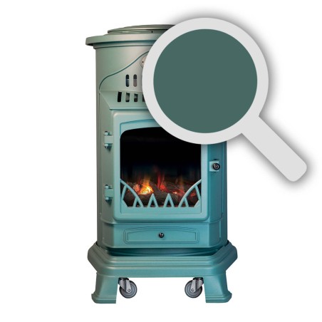 Poêle à gaz Fonte véritable 3.4KW VERT Chauffage à gaz Effet feu de bois Provence UNIVERSAL