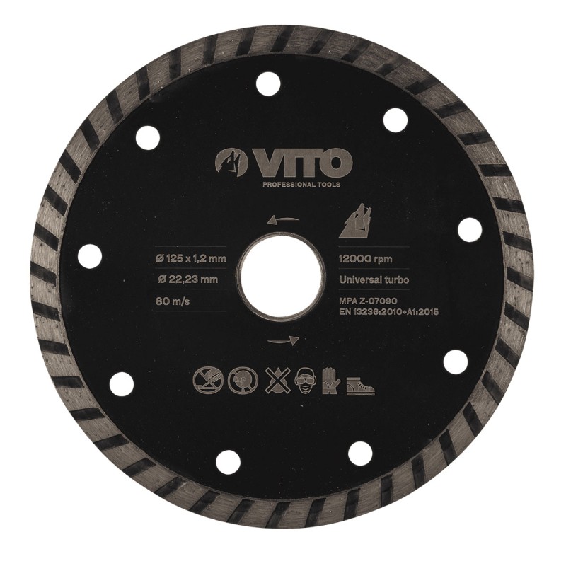 Disque diamant 125 x 1,2 mm Meuleuses Alesage 22.5mm Pierre Marbre Granit VITO