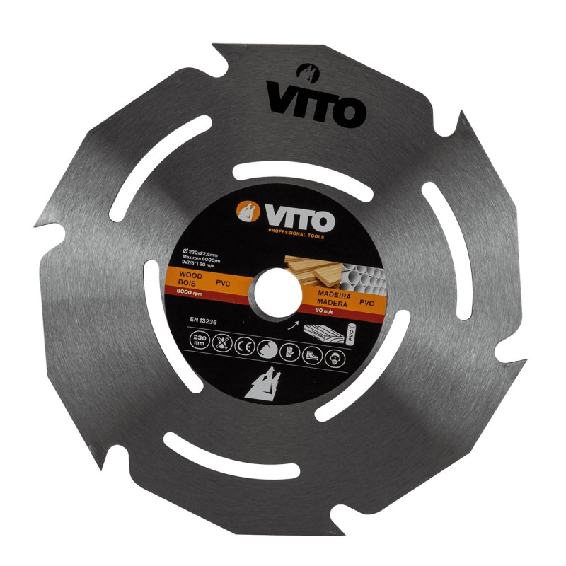 Disque coupe bois et PVC 230 x 1,8mm Meuleuses Alésage 22.5mm VITO