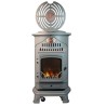 Poele à gaz 3,4 KW Gris Perle Effet poêle à bois Fonte véritable + Tuyau gaz + détendeur butane Provence UNIVERSAL
