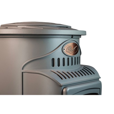 Poele à gaz 3,4 KW Gris Perle Effet poêle à bois Fonte véritable + Tuyau gaz + détendeur butane Provence UNIVERSAL