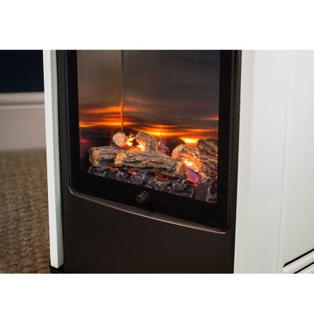 Chauffage à gaz 3.4 KW mobile Effet feu Blanc et Noir + Tuyau gaz + Détendeur butane Manhattan Sahara