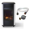 Chauffage à gaz 3.4 KW mobile Effet feu Blanc et Noir + Tuyau gaz + Détendeur butane Manhattan Sahara