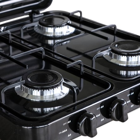 Plaque de cuisson gaz 4 feux 8800W Table de cuisson portable  +  Tuyau gaz Butane/Propane Bruleurs inox INTEC