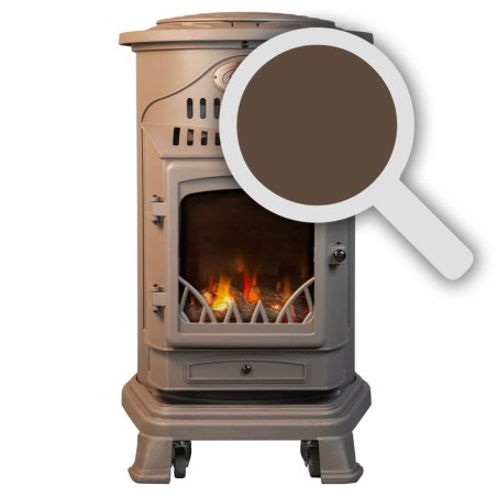 Poele à gaz 3,4 KW MARRON Effet poêle à bois Fonte véritable + Tuyau gaz + détendeur butane Provence UNIVERSAL