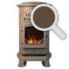 Poele à gaz 3,4 KW MARRON Effet poêle à bois Fonte véritable + Tuyau gaz + détendeur butane Provence UNIVERSAL