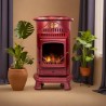 Poêle à gaz Fonte véritable 3.4KW Rouge Chauffage d'appoint au gaz Effet feu de bois Provence UNIVERSAL