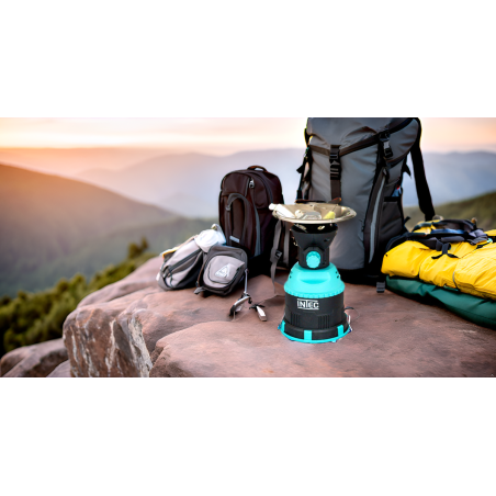 Rechaud gaz camping 1200W piezo Coque ABS + 8 Cartouches gaz 190 gr INTEC