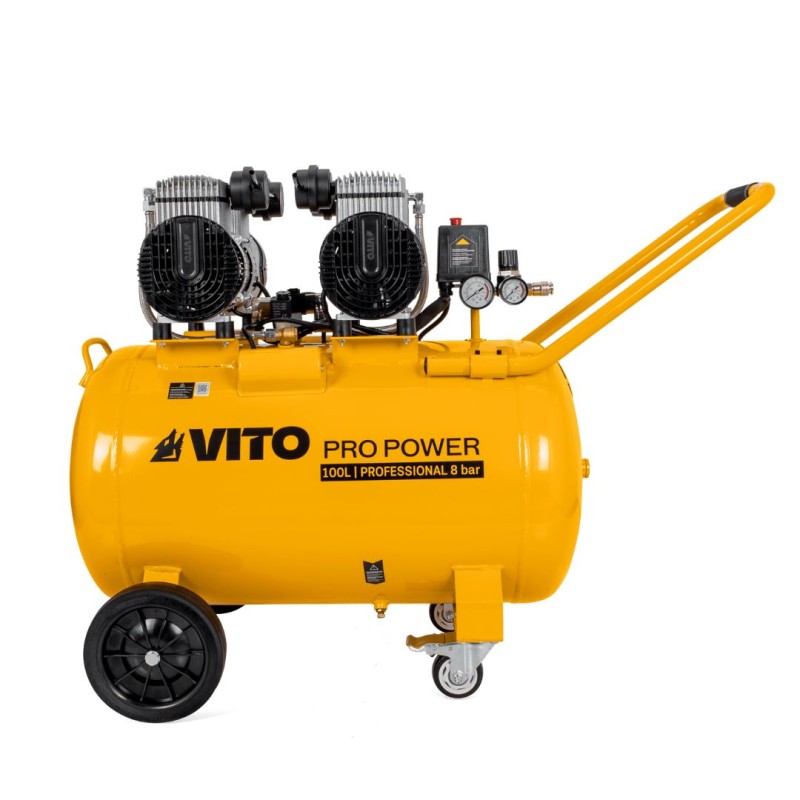 Compresseur d'air Sans Huile Silencieux 100 Litres 8 Bar 4CV 3KW 115 Psi VITO