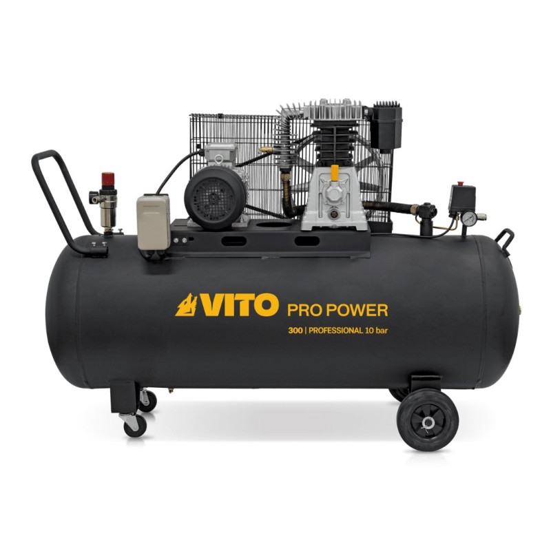 Compresseur d'air à Courroie triphasé 300L 10 Bar 4000W 5.5CV VITO 500L/min.