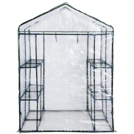 Serre de jardin 4 étagères 143 x 143 x H195cm Bache serre PVC Cadre Acier Legumes plantes Fleurs BRIXO