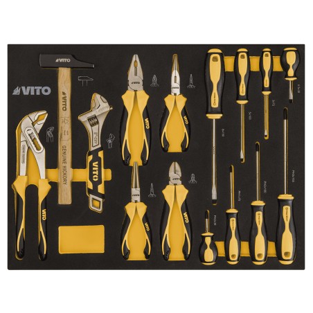 Servante d'atelier 7 tiroirs 221pièces Porte latérale 4 Roues Chariot à outils VITO