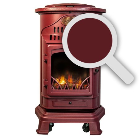 Poêle à gaz Fonte véritable 3.4KW Rouge Chauffage d'appoint au gaz Effet feu de bois Provence UNIVERSAL