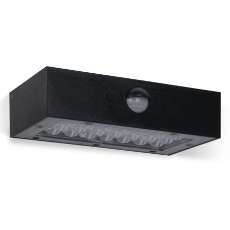 Applique murale LED Solaire 3W Noire Eclairage led d'extérieur Détecteur de mouvement 350 Lm ASLO