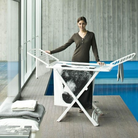 Séchoir à Linge Etendage pliable 20 m avec ailes 182 x 55 x 88 cm Fil anti-plis Roulette VILEDA
