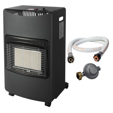Poele à gaz pliable 4,2KW Noir Allumage Piezo Tuyau gaz + détendeur butane INTEC