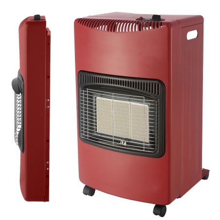 Poele à gaz pliable 4,2KW Rouge Allumage Piezo Chauffage d'appoint gaz Interieur INTEC