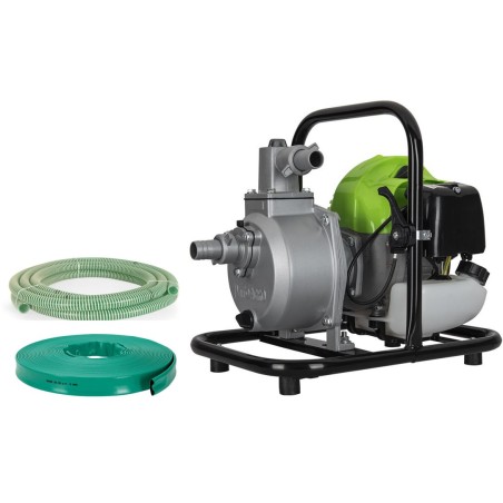 Motopompe thermique 1.5CV 43 cm3 6500 L/h Kit complet 10m Tuyaux évacuation et Aspiration VITO