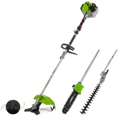 Kit Outils 4 en1 Débroussailleuse Coupe bordure Taille haies Elageuse Moteur 2T 52Cm3 - VITO
