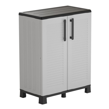 Armoire de rangement Gris 68 x 37 x 90cm Meuble de rangement Intérieur Exterieur 2 portes 2 Etagères Charnière acier INTEC