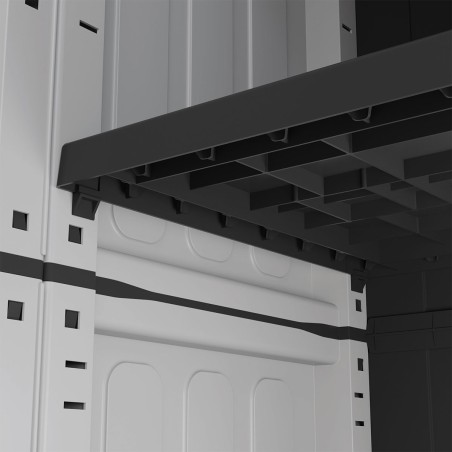 Armoire de rangement Gris 68 x 37 x 90cm Meuble de rangement Intérieur Exterieur 2 portes 2 Etagères Charnière acier INTEC