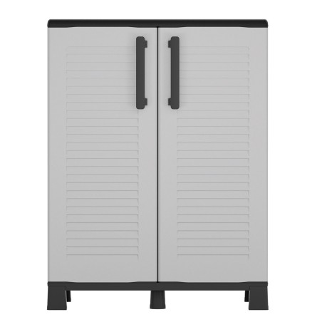 Armoire de rangement Gris 68 x 37 x 90cm Meuble de rangement Intérieur Exterieur 2 portes 2 Etagères Charnière acier INTEC