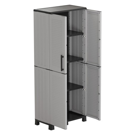 Armoire de rangement 2 portes 4 Etagères Grise 68 x 37 x H169 cm 4 pieds INTEC
