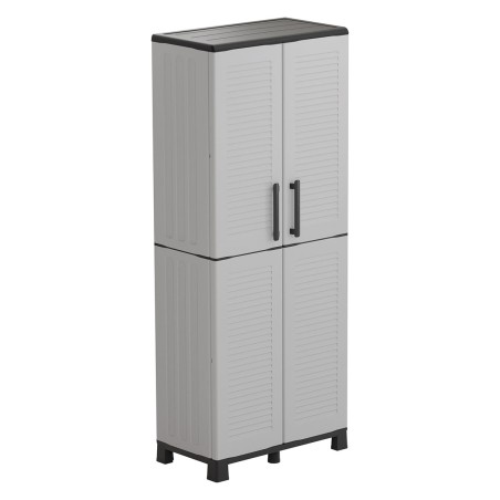 Armoire de rangement 2 portes 4 Etagères Grise 68 x 37 x H169 cm 4 pieds INTEC