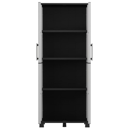 Armoire de rangement 2 portes 4 Etagères Grise 68 x 37 x H169 cm 4 pieds INTEC