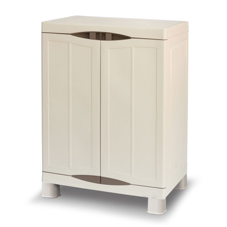Armoire de rangement 2 portes 2 Etagères 70 x 47 x 97cm 4 pieds Charge 50kg max INTEC