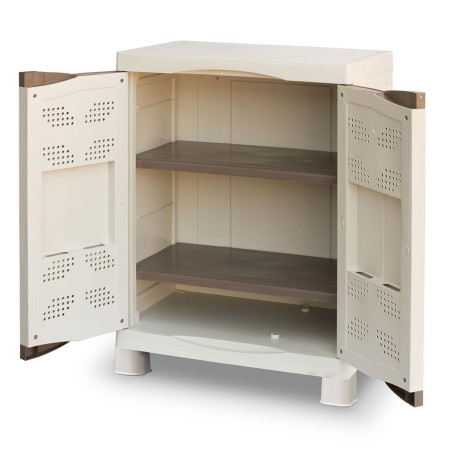 Armoire de rangement 2 portes 2 Etagères 70 x 47 x 97cm 4 pieds Charge 50kg max INTEC