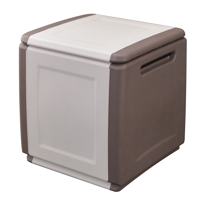Coffre de rangement 130L Beige/Taupe 54 x 53 x H57cm Poignées de transport polypropylène INTEC