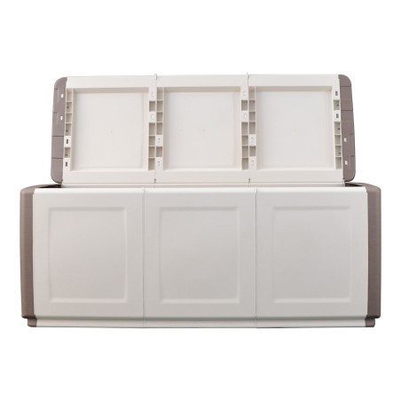 Coffre de rangement 330L Beige/Taupe 138 x 53 x H57cm Poignées de transport polypropylène INTEC