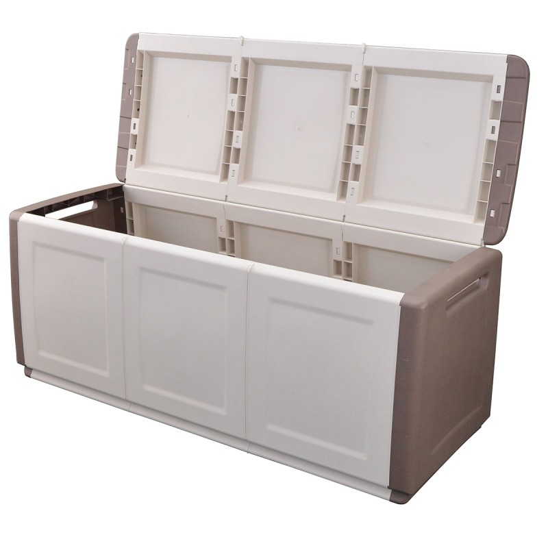Coffre de rangement 330L Beige/Taupe 138 x 53 x H57cm Poignées de transport polypropylène INTEC