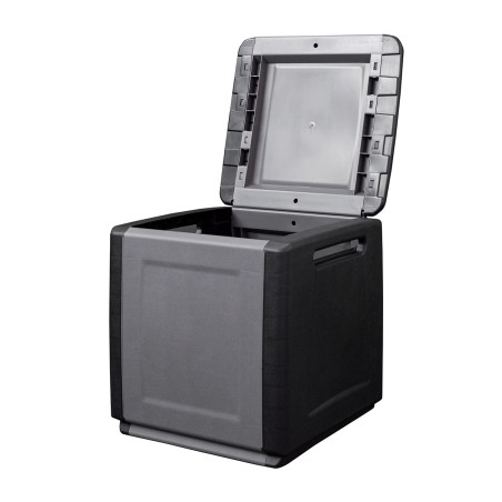 Coffre de rangement 130L Gris/Noir 54 x 53 x H57cm Poignées de transport polypropylène INTEC
