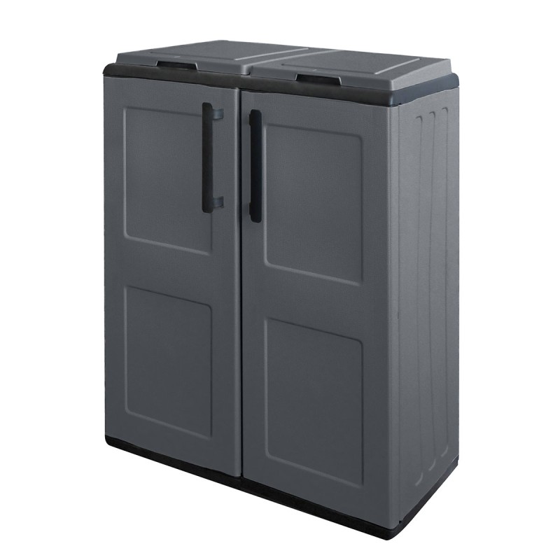 Poubelles de tri Selectif 2 Sacs Meuble mi- hauteur Dim 68 x 37 x 84cm 2 Anneaux de support de sac 2 Portes INTEC