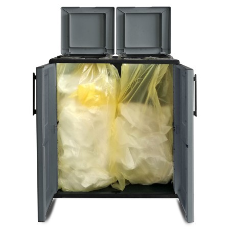 Poubelles de tri Selectif 2 Sacs Meuble mi- hauteur Dim 68 x 37 x 84cm 2 Anneaux de support de sac 2 Portes INTEC