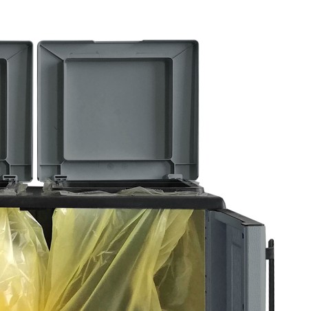 Poubelles de tri Selectif 2 Sacs Meuble mi- hauteur Dim 68 x 37 x 84cm 2 Anneaux de support de sac 2 Portes INTEC