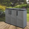 Armoire de tri Selectif 3 Sacs Gris - Meuble de Recyclage Int / Ext - Dimensions 102 x 37 x 84 cm - INTEC