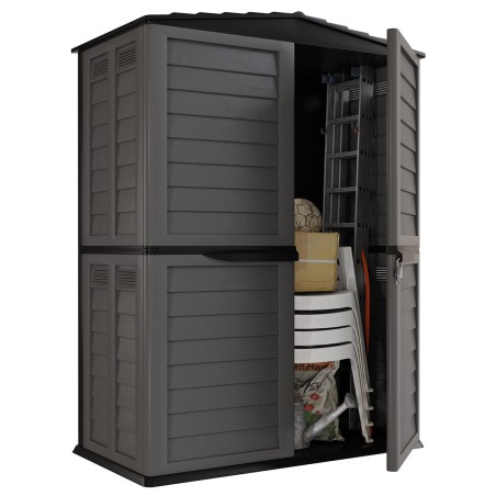 Abri de jardin 2 portes 151 x 83 x H200 cm Anthracite Cabanon de jardin Plancher intégré INTEC
