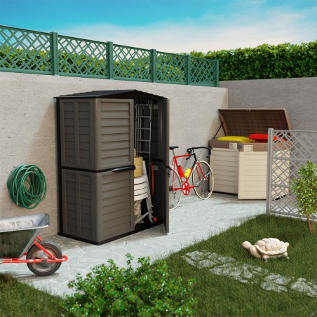 Abri de jardin 2 portes 151 x 83 x H200 cm Anthracite Cabanon de jardin Plancher intégré INTEC