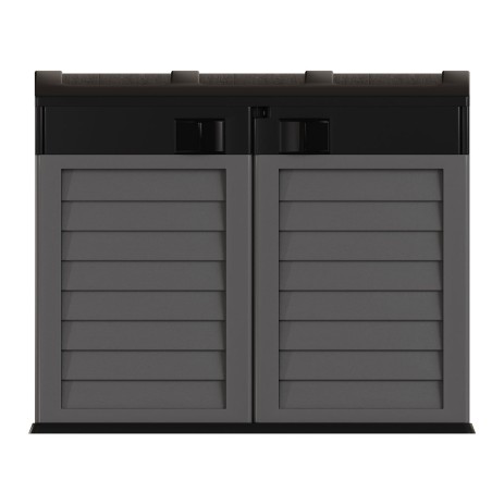 Cache Poubelles 2 portes Gris - Tri sélectif Extérieur - Abri Poubelle Design pour Terrasse et Jardin 1500L INTEC