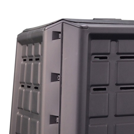 Composteur de jardin 380L Anthracite Déchets verts Couvercle et trappe d'extraction INTEC
