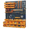 Panneau porte Outils 66 x 78 x 1.7cm 4 panneaux perforés 15 petits - 12 grands bacs 38 Crochets Etagère murale