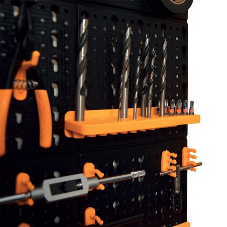 Panneau porte Outils 66 x 78 x 1.7cm 4 panneaux perforés 15 petits - 12 grands bacs 38 Crochets Etagère murale